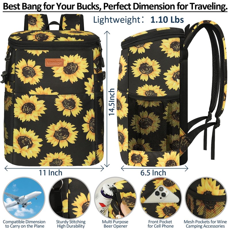 Vankor 30L Sunflower Floral Insulated Cooler Backpack