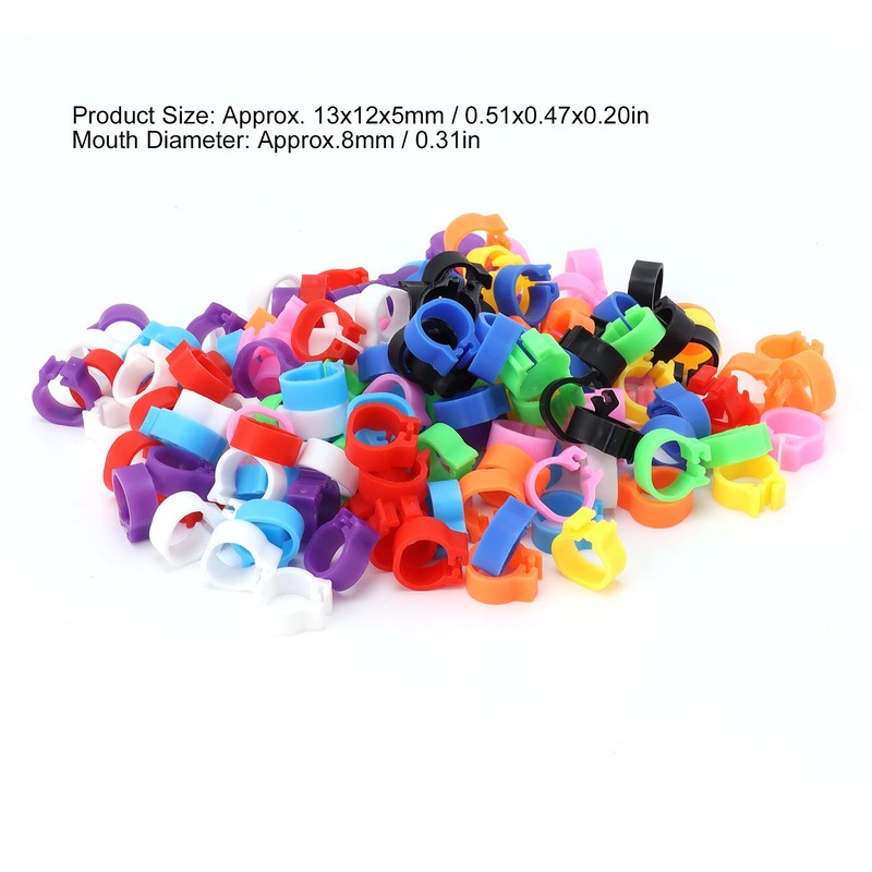 200PCS Pigeons Leg Rings Lightweight Compact Foot Bands Colorful Chicken