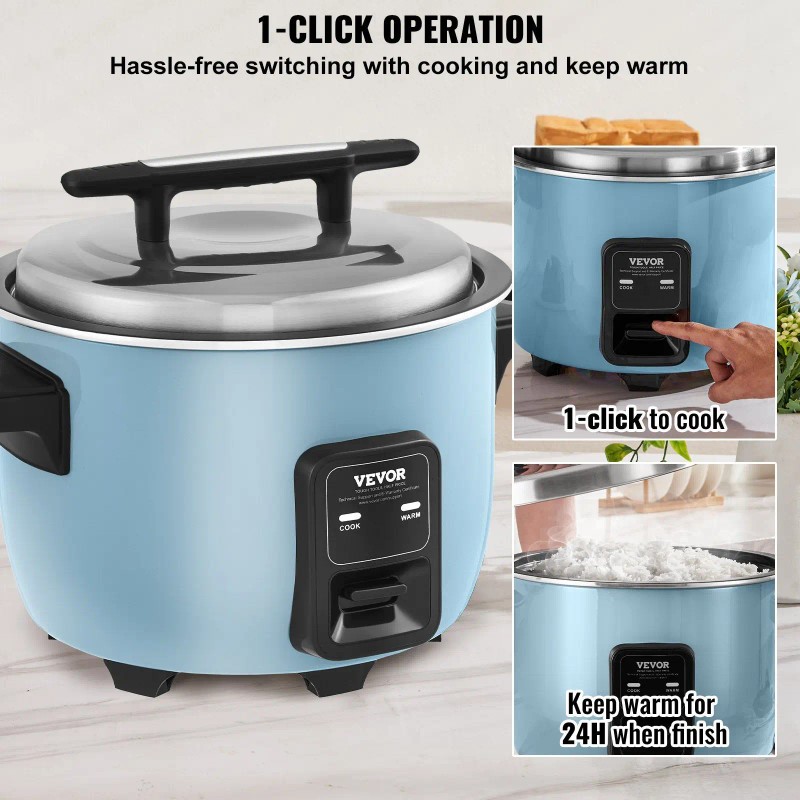 Commercial 60-Cup Rice Cooker 13.74 Qt/13 Liter Large Nonstick Inner