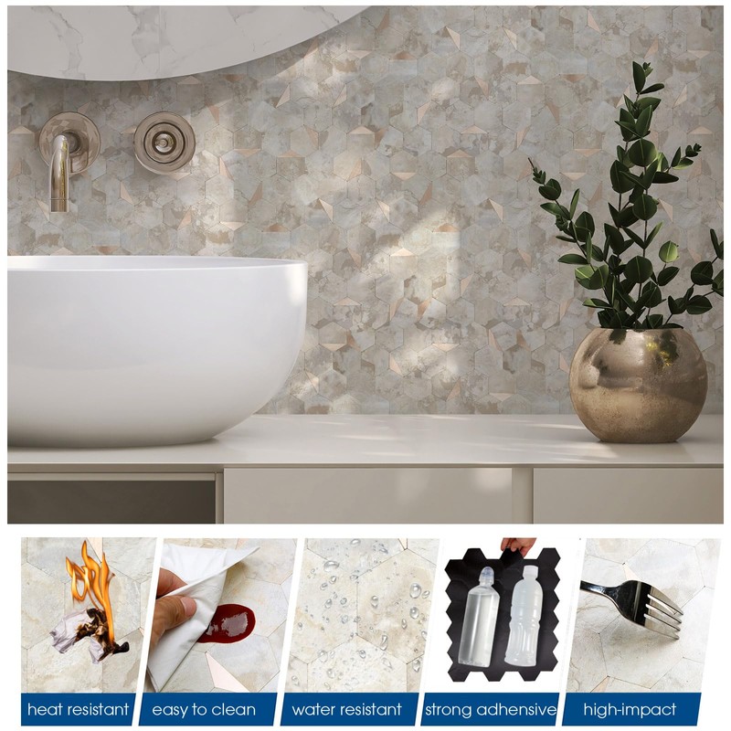 OYASIMI 10 Sheets Hexagon Peel and Stick Backsplash for Kitchen