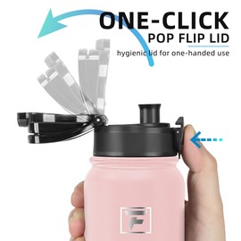 Fanhaw 20 Oz Insulated Stainless Steel Water Bottle with Chug Lid - Leak & Sweat Proof with Anti-Dust Lid (Pink)