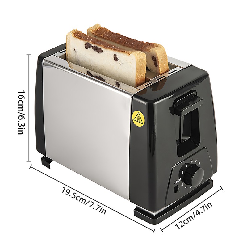 2 Slice Toaster Stainless Steel ABS Smart Toaster with 6