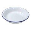 3 Piece Set - Round White Enamel Blue Rim Pie