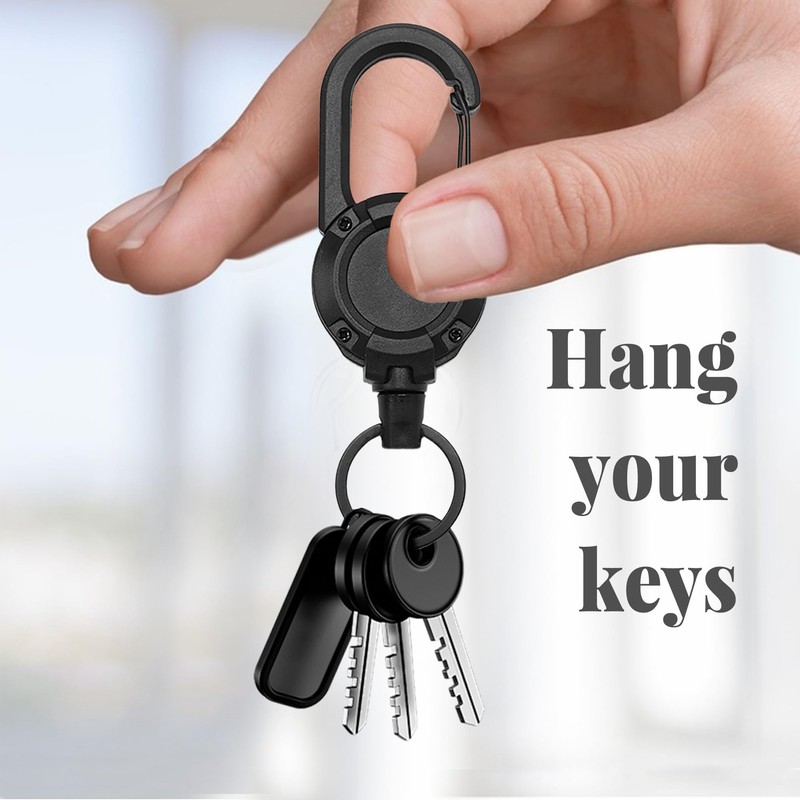 2PCS Retractable Keychain with Thick Steel Cord Heavy Duty Badge