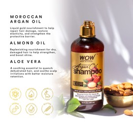 WOW Skin Science Moroccan Argan Oil Shampoo- Sulfate Free Shampoo for Dry Hair Shampoo - Moroccan Oil Shampoo for Women & Men Hair Shampoo - Moisturizing Shampoo for Dry Damaged Hair