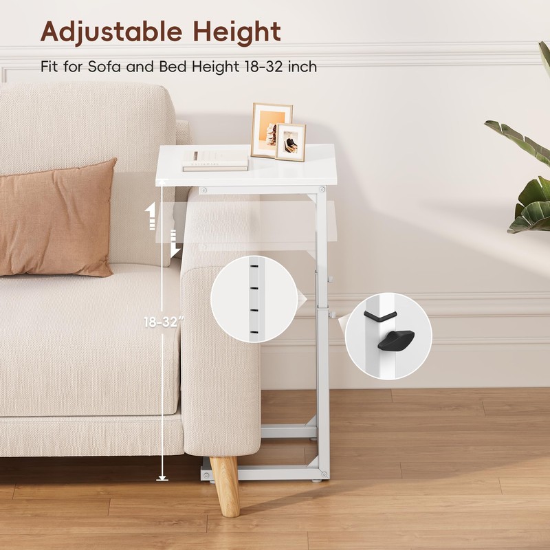 Vagusicc C Shaped End Table, 33"C Table End Table Adjustable