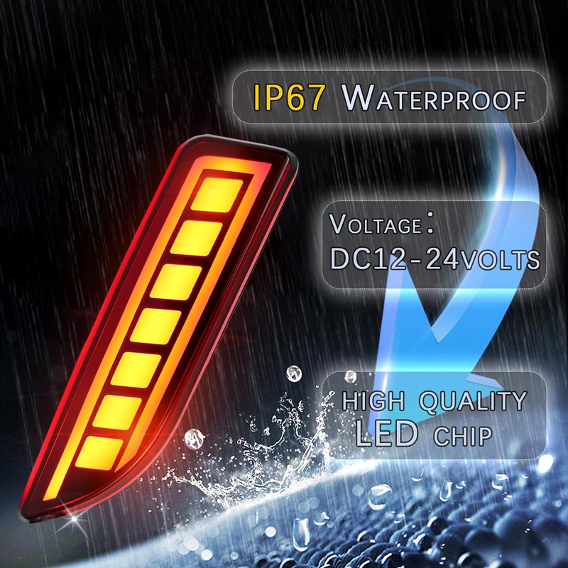 PGTOPONE Upgrade LED Rear Bumper Reflectors Light Fog Brake Tail