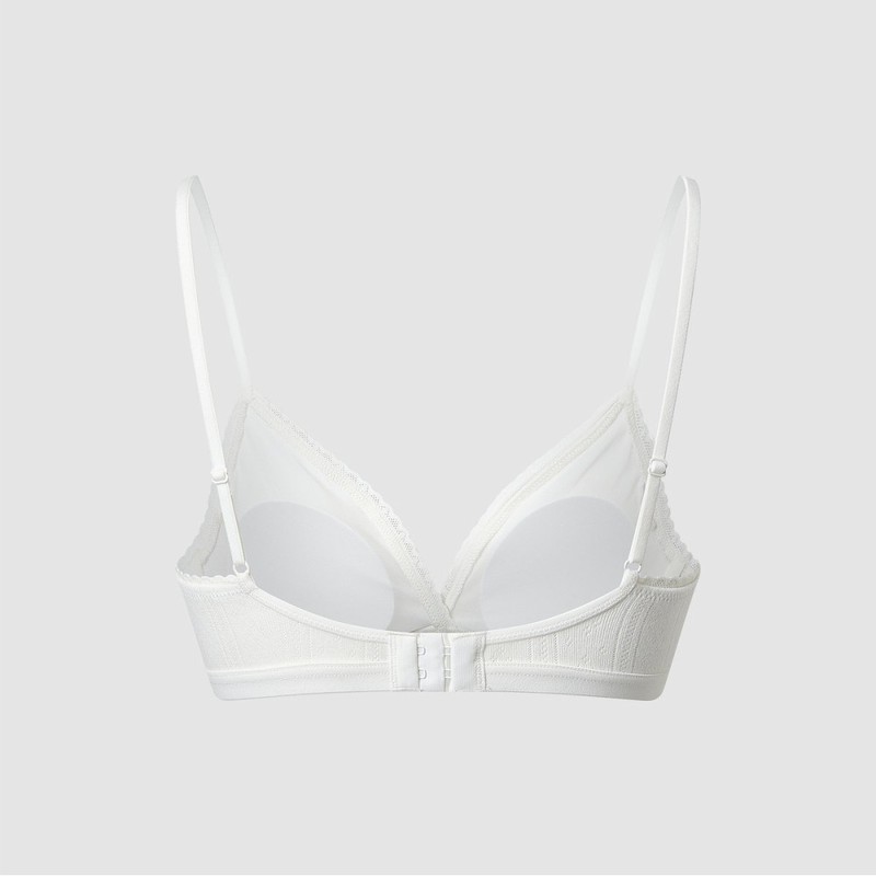 JAJU [JAJU] Women's Cotton Pointelle Bralette - White