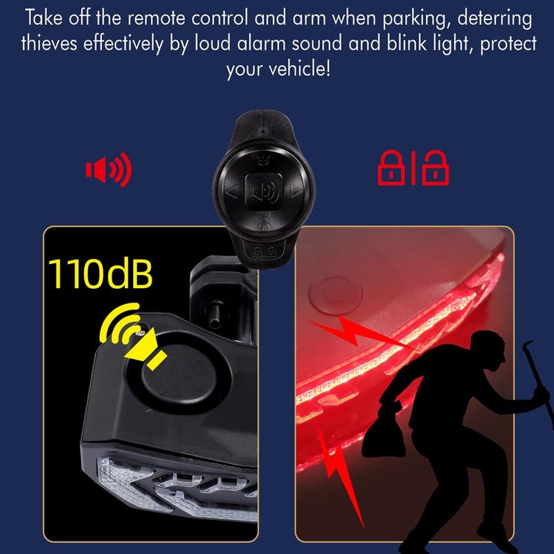 Wireless Bicycle Anti Thief Alarm Rear Tail Light With Turn