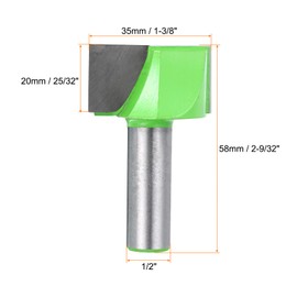 sourcing map Bottom Cleaning Router Bit 1/2" Shank Carbide Tipped Spoilboard Surfacing Planing CNC Mortising Bit for Slab Flattening Woodworking, 1-3/8" (35mm) Dia 25/32" (20mm) Depth