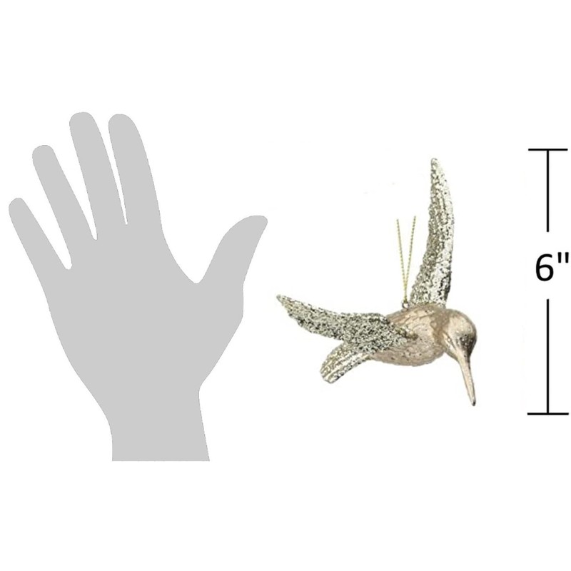 The Bridge Collection Champagne Gold-Glittered Hummingbird Ornaments - Set of