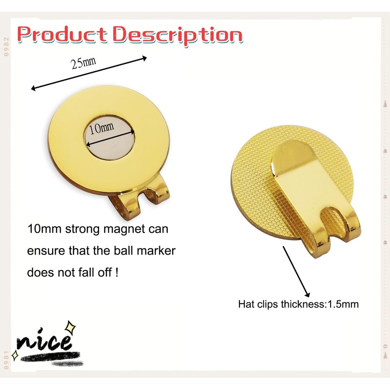 Adhere 2pcs Golf Hat Clip Golf Ball Marker Holder Magnetic