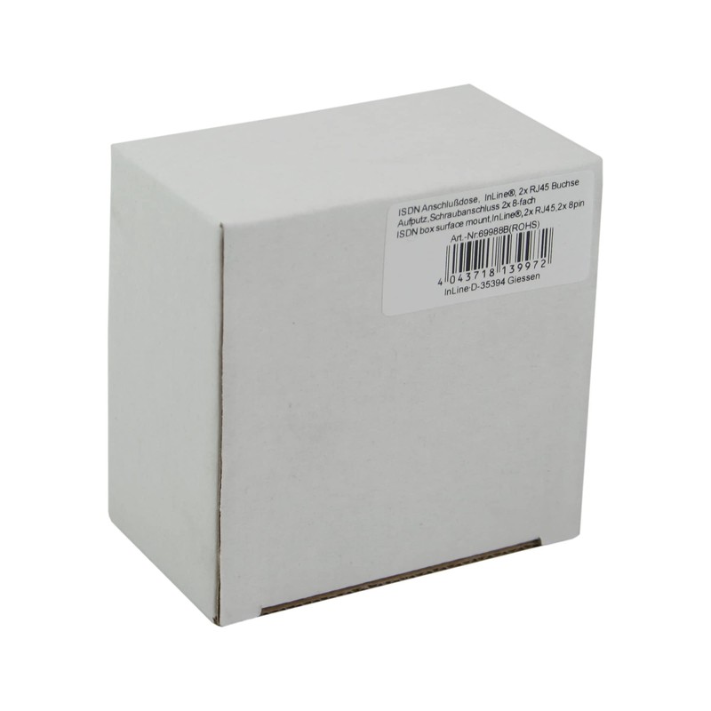 InLine 69988B ISDN Junction Box, 2x RJ45 Sockets, Surface-Mounted, Screw