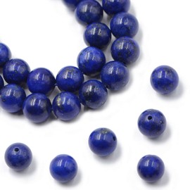 AD Beads Smooth Natural Gemstone Round Loose Beads 15" 4mm 6mm 8mm 10mm (8mm, Blue Lapis)
