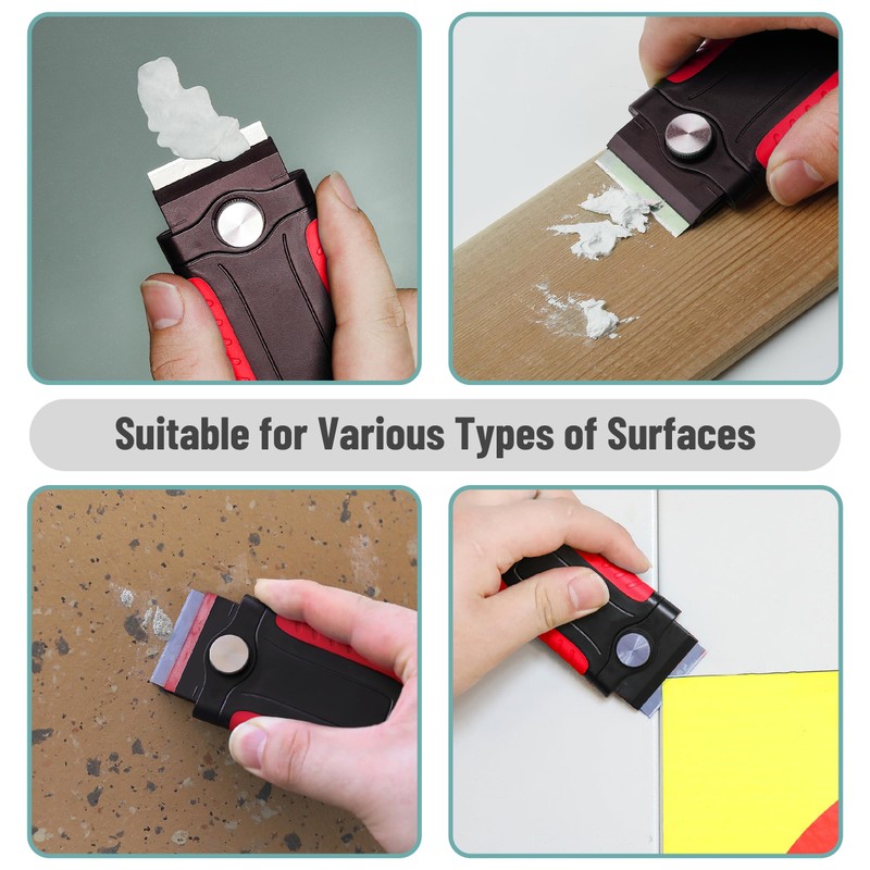 Bates- Razor Blade Scraper, Red, Locking Razor Scraper Set with