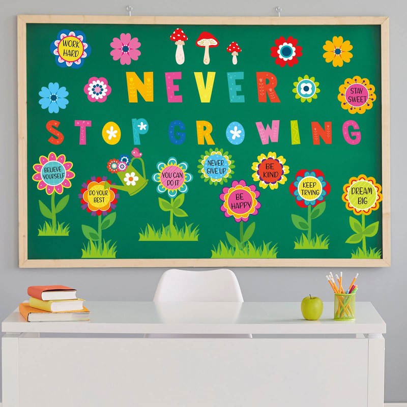 Funrous 90 Pcs Never Stop Growing Bulletin Board Decorations Summer