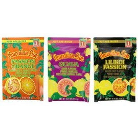 Hawaiian Sun Drink Mix Pack of 3 (Lilikoi Passion, Passion Orange, Guava)
