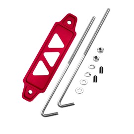 ARONOVA Battery Hold Down Sets,With Billet Aluminum Battery Tie Down Bracket And 18-8(304) Stainless Steel J bolts(Red)