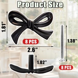 Black Bow Storage Cabinet Knobs Vintage Bow Shape Drawer Pulls with Screws Bow Tie Dresser Knobs Bow Shaped Drawer Cupboard Pulls Suitable for Wardrobe Drawers Storage Cabinets Bookcases (8Pcs-Black)