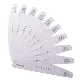 Makartt Nail File: 100/100 Grit Emery Boards for Nails, Doubled Sides Washable 10pcs Zebra Coarse Filer Kit for Shaping Acrylic and Extension Gel, Pedicure Manicure Tools Salon Home Use