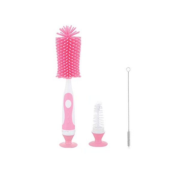 UUKING Baby Bottle Brush Small Bottle Silica Gel Scrubber Cleaner Brushes Set Sponge Washer Milk Water Cleaning Kit Cup, (red)