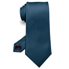 RBOCOTT Silk Steel Blue Tie Business Wedding Formal Necktie for Men (Steel Blue)