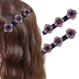 Collenatsy Sparkling Crystal Stone Braided Hair Clips,Braided Hair Clips for Women,Shiny Rhinestone Hair Clip,2024 New Rhinestone Hair Clips for Womens Girls(2PCS)