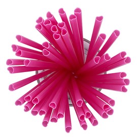 100Pcs Heart Straws Disposable 8.26-inch Pink Plastic Party Straws Pink Drinking Straws (PINK)
