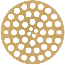 LXLOTUS 4inch Screw-in Drain Cover, Brushed Gold Shower Drain Cover -Shower Drain Strainer -Gold Shower Drain -Floor Drain Cover -Screws Included, 4" OD, Stainless Steel