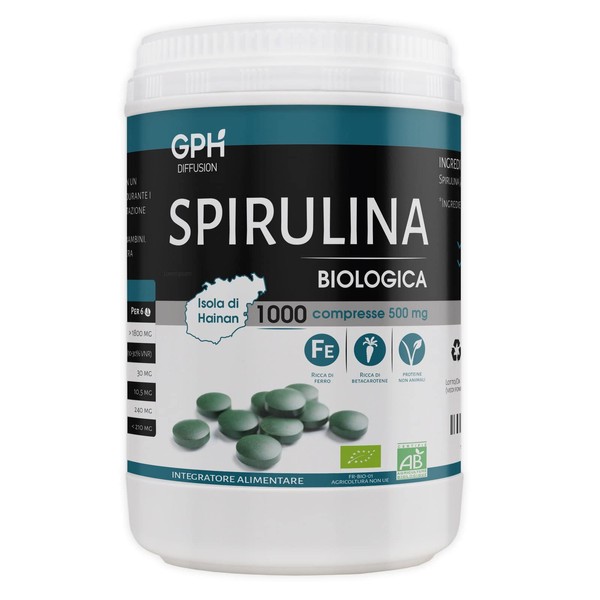 Organic Spirulina 500 mg – 1000 Tablets – GPH Diffusoin