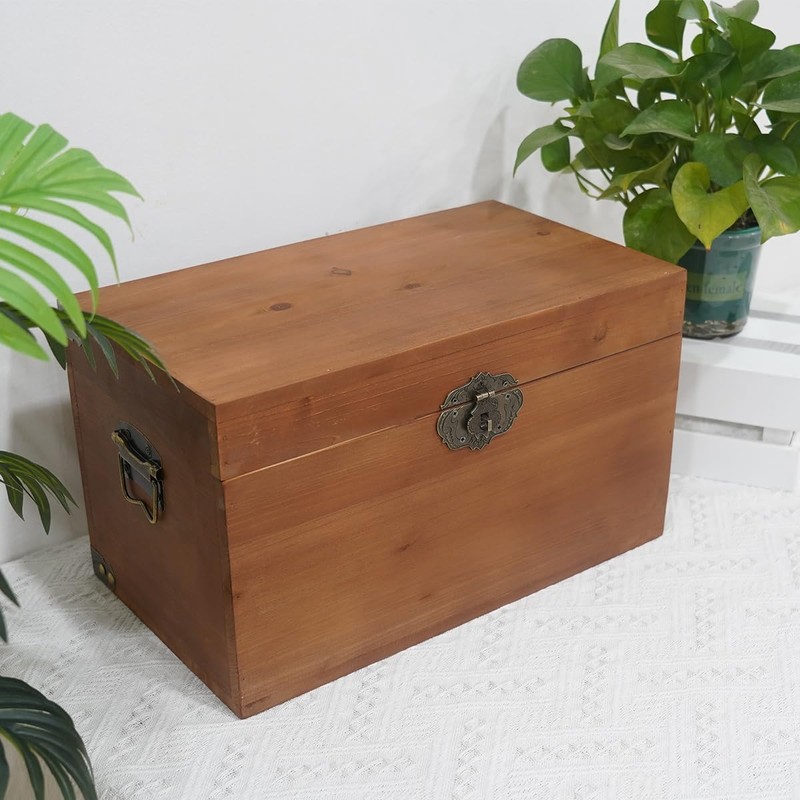 Kepciti Solid Wood Storage Box with Lid - Decorative &