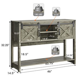 RoyalCraft Farmhouse Entryway Table with Storage and Sliding Barn Door, 32" Tall Console Table with Storage, Wood Sofa Table with Adjustable Shelf, Console Tables for Entryway, Hallway, Living Room