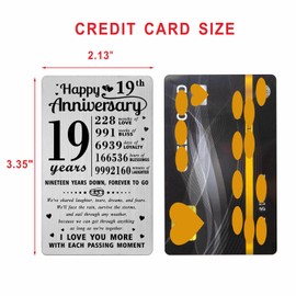 Richesele 19th Anniversary Card - Happy 19 Year Wedding Anniversary Wallet Card - 19 Years Anniversary Decorations Gifts for Husband Wife Him Her