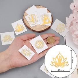 OLYCRAFT 9Pcs 1.6 Inch Chakra Stickers Yoga Lotus Sticker Golden Brass Stickers Om Mandala Sacred Geometry Sticker Self Adhesive Stickers for Scrapbooking DIY Resin Crafts Phone Water Bottle Decor