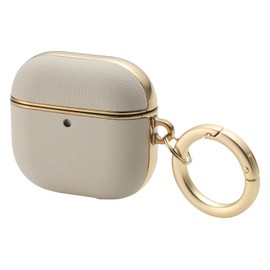 Elecom AirPods Case, 4th Generation, Active Noise Cancelling, Soft Leather Case &me Plating Line, Greige AVA-AP06PLMJGB