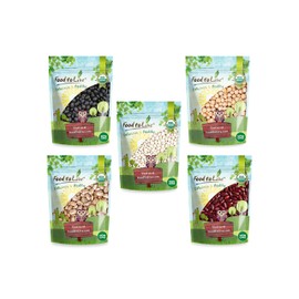 Food to Live Organic Beans in a Gift Box – A Variety Pack of Pinto Beans, Dark Red Kidney Beans, Black Beans, Navy Beans, Garbanzo Beans