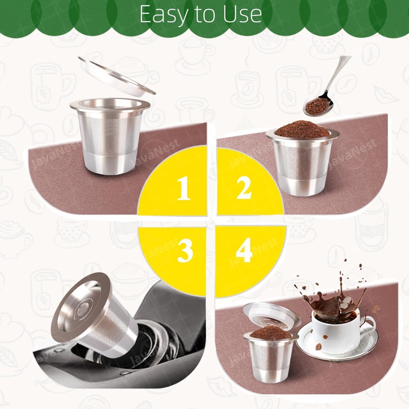JavaNest 6 Pack Reusable K Cups for Keurig 1.0, Stainless