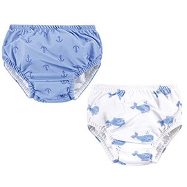 Hudson Baby Unisex Baby Swim Diapers, Blue Whale Navy Anchor, 6-12 Months