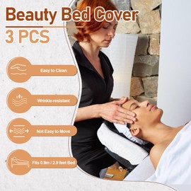 Beauty Bed Cover, 3 Piece Microfiber Massage Bed Cover, Massage Couch Cover Includes Bedsheet, Bedcover, Pillowcase, Massage Table Cover for Beauty Salon Spa 0.9m/2.9ft Beds (White)