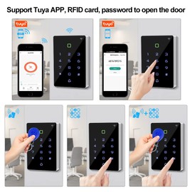 FUSYTULY Outdoor IP68 Waterproof Access Control System Tuya Wifi RFID Keypad + K80 3A Power Supply + Door Exit Button + 15pcs RFID Keyfobs tags, Without Electric Lock