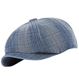 One Limitation CP733 Cotton Denim Pattern Newsboy Socket, Simple, Modern, Stylish, Men's, Women's,, blue