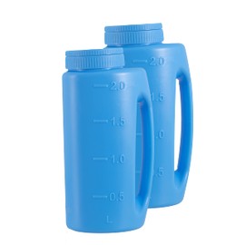 Superio Ice Melt Salt Spreader Handheld Shaker for Lawn Seed, Salt, Ice Melt, Calcium, Deicer Shaker 2 Liter, Adjustable Hole Size, Handy for Fertilizer Lawn Seed Salt to Deice (Blue 2-Pack)