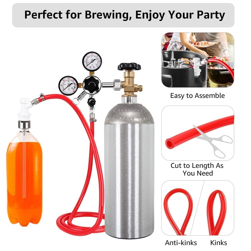5ft Kegerator CO2 Gas Line and Beer Lines, ID 5/16''
