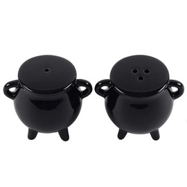 Pacific Giftware Witches Brew Black Ceramic Cauldron Salt and Pepper Set