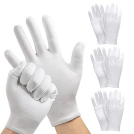 COWANIEE 4 Pairs Large Cotton Gloves, Soft Stretchable White Cotton Gloves for Men and Women (XL)