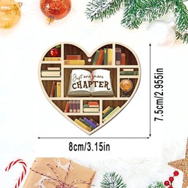 Christmas Ornaments 2024, Christmas Book Lovers Heart Pendant Acrylic Ornament, Books Hanging Decoration for Christmas Tree Ornaments Home Party Holiday Library Decor Gifts for Bookworm (Love D)
