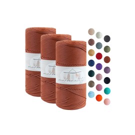 Makromecity 3 Strands Macrame Yarn 2 mm x 115 m Premium Polyester Macrame Cord Polypropylene Yarn for Crafts Home Decorations Place Plate Shoulder Bag Handbag Runner Dummy Chain 20 Colours