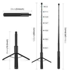 FotStdio 122cm Retractable Invisible Selfie Stick for Insta360 X5 / X4 / X3