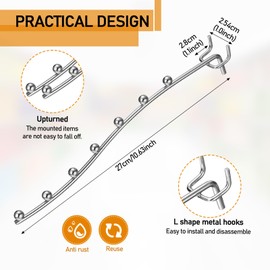 Yaocom 20 Pcs Peg Board Waterfall Hook Shelving Hooks Metal 7 Station Pegboard Display Hooks Wall Hangers Face Out Hook Fit 1/4" Pegboard for Garage Kitchen Store (Silver)