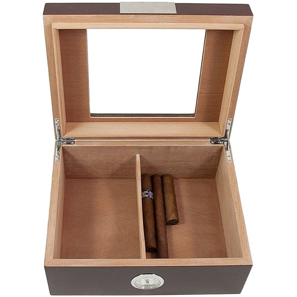 Bey-Berk Lacquered"Walnut" Wood Humidor with Spanish Cedar Lining One Size Brown